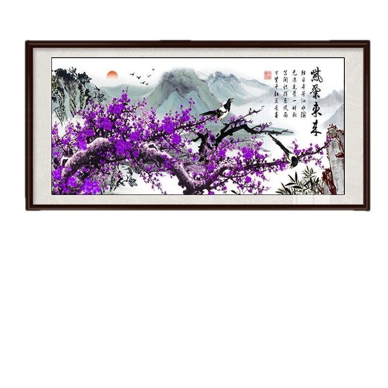 Set za križiće – Pejzaž, Kineski stil Plum Blossom i Magpie na 9CT platnu