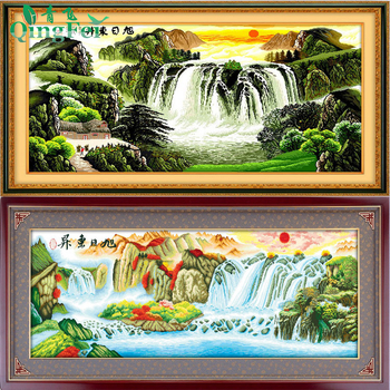 Križni bod Diamond Painting na 11CT poliesteru – krajolik za dnevni boravak, jednostrano šivanje