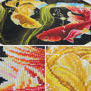 5D dijamantna slika s punim ispunjenjem, motiv karas, kružni kristali, krstno šivanje za dnevni boravak