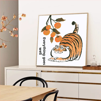 Križni šivanje komplet 11CT, crtani tigar, 2026 novi model, kineskog stila, dekor za dnevni boravak ili spavaću sobu