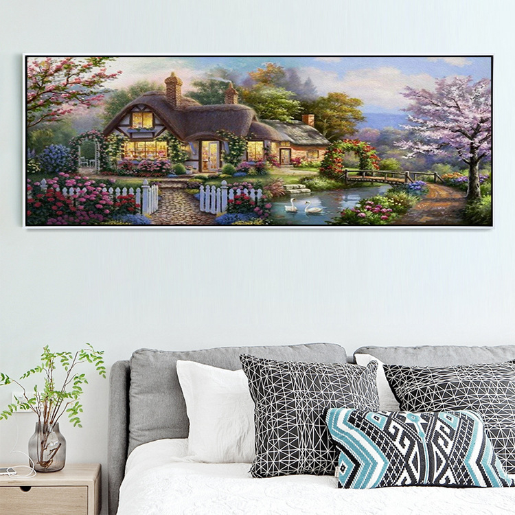 Set dijamantne slike s motivom Rubikove kocke, kružni dijamanti, križni bod (pejzaž), platno 11CT