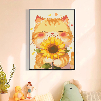 Set križićnog boda – crtani dizajn mačića, platno 11CT, šivanje za dnevni boravak