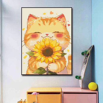 Set križićnog boda – crtani dizajn mačića, platno 11CT, šivanje za dnevni boravak