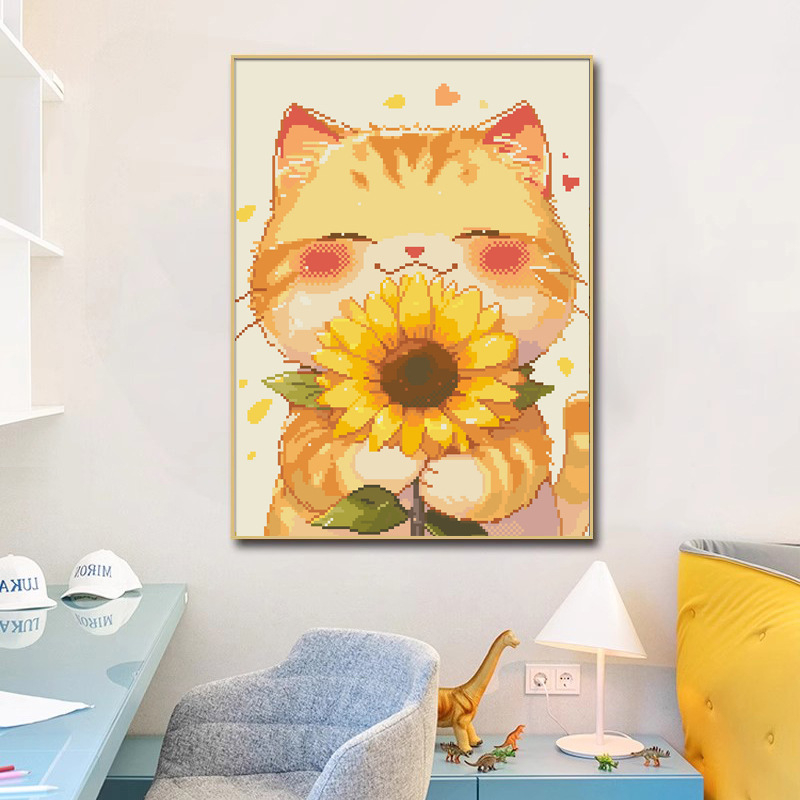 Set križićnog boda – crtani dizajn mačića, platno 11CT, šivanje za dnevni boravak