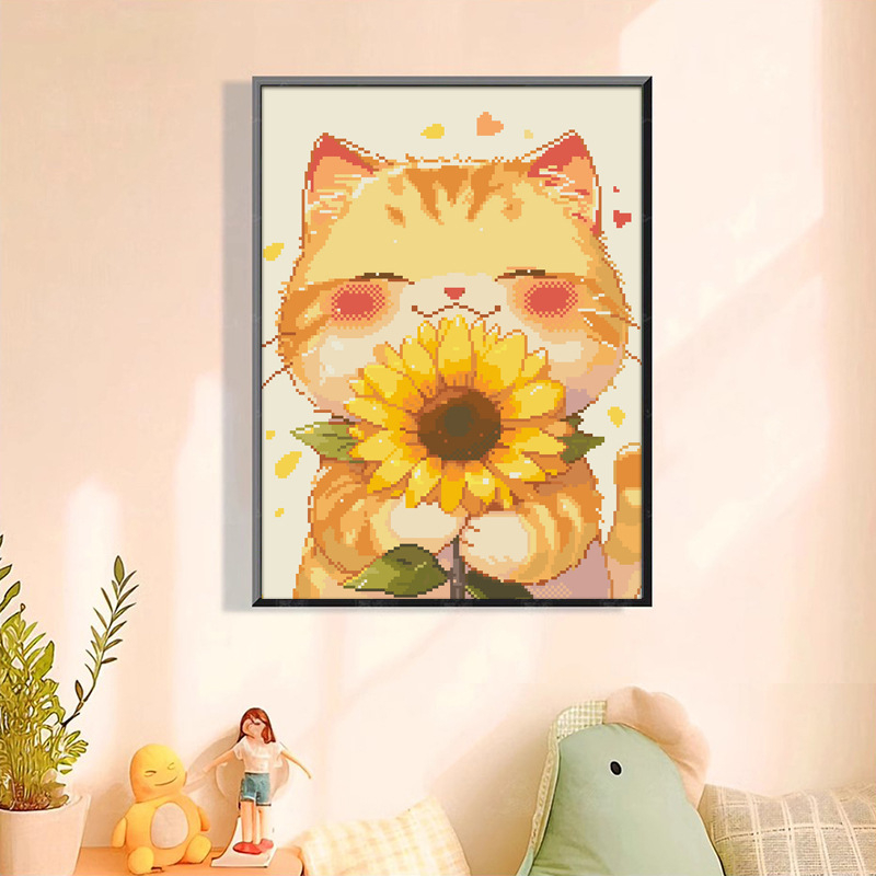 Set križićnog boda – crtani dizajn mačića, platno 11CT, šivanje za dnevni boravak