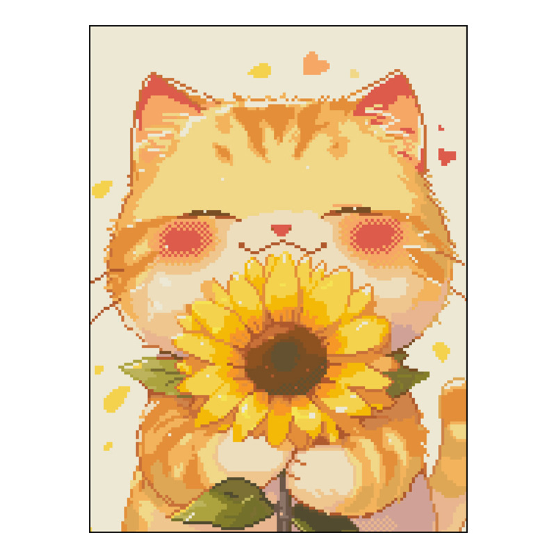 Set križićnog boda – crtani dizajn mačića, platno 11CT, šivanje za dnevni boravak