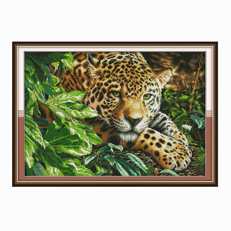 Set križićnog veza: leopard iz džungle – ukrasni zidni komad za dnevni boravak, DIY vezenje