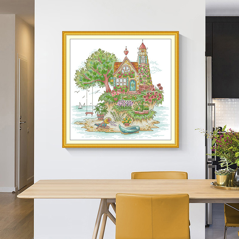 Križni bod kit – pejzaž, serija My Island, platno 11CT, ekološki pamuk