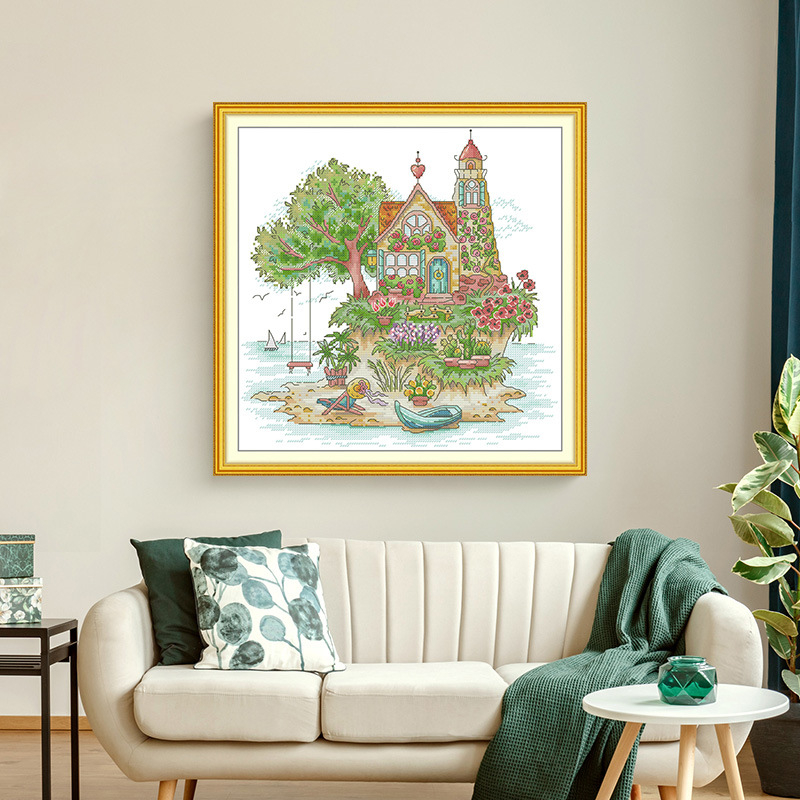 Križni bod kit – pejzaž, serija My Island, platno 11CT, ekološki pamuk