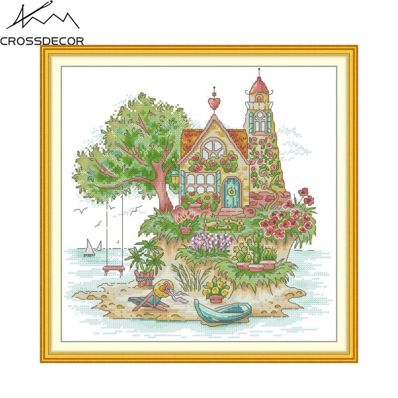 Križni bod kit – pejzaž, serija My Island, platno 11CT, ekološki pamuk