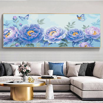 Set križićnog šivanja, platno 11ct, uzorak biljke i cvijeće, dekor dnevnog boravka