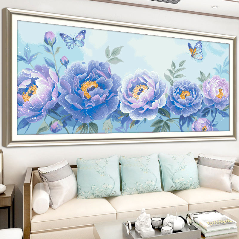 Set križićnog šivanja, platno 11ct, uzorak biljke i cvijeće, dekor dnevnog boravka