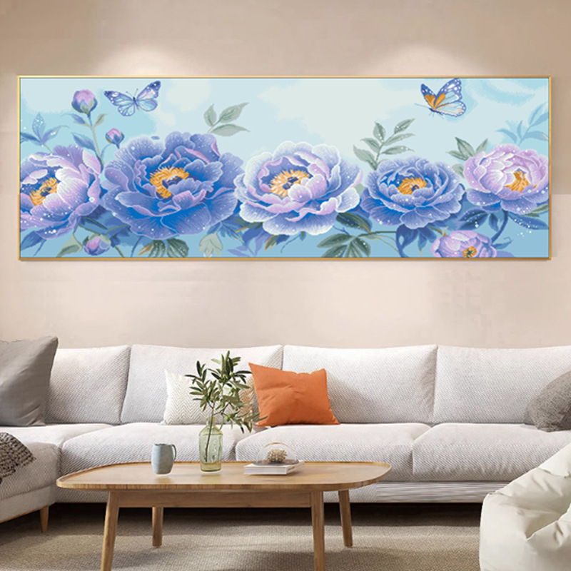 Set križićnog šivanja, platno 11ct, uzorak biljke i cvijeće, dekor dnevnog boravka