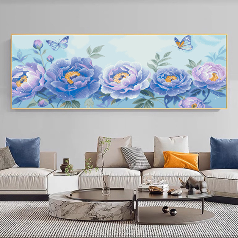 Set križićnog šivanja, platno 11ct, uzorak biljke i cvijeće, dekor dnevnog boravka