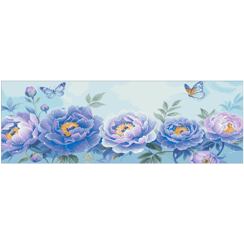 Set križićnog šivanja, platno 11ct, uzorak biljke i cvijeće, dekor dnevnog boravka