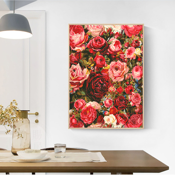 Pastoralni set za križićno šivanje na 9CT plastičnom platnu s motivom cvijeće, trava, listovi