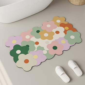 Podna prostirka od diatomita s cvjetnim uzorkom, digitalni tisak, periva, prilagodljiva