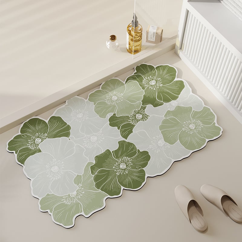 Podna prostirka od diatomita s cvjetnim uzorkom, digitalni tisak, periva, prilagodljiva