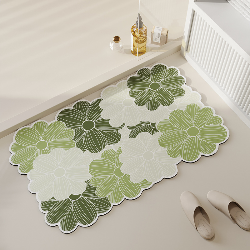 Podna prostirka od diatomita s cvjetnim uzorkom, digitalni tisak, periva, prilagodljiva