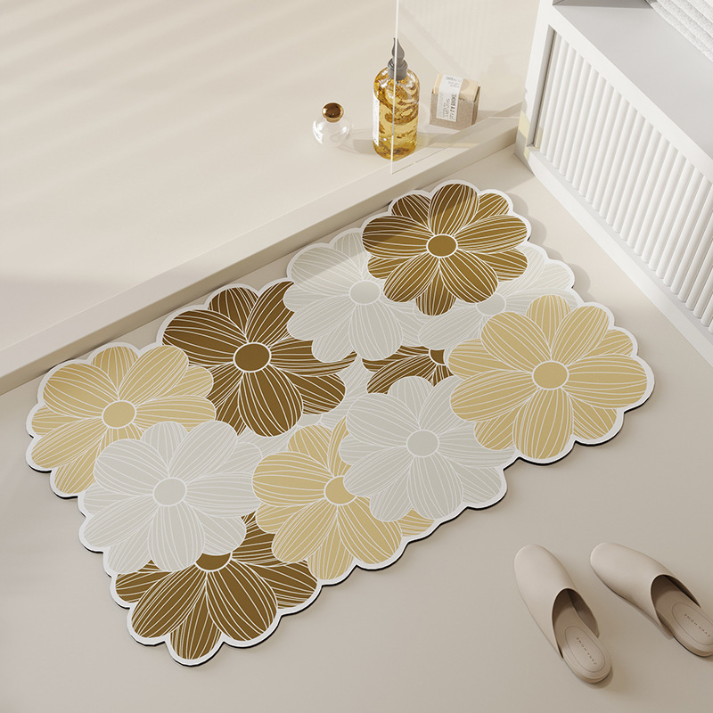 Podna prostirka od diatomita s cvjetnim uzorkom, digitalni tisak, periva, prilagodljiva