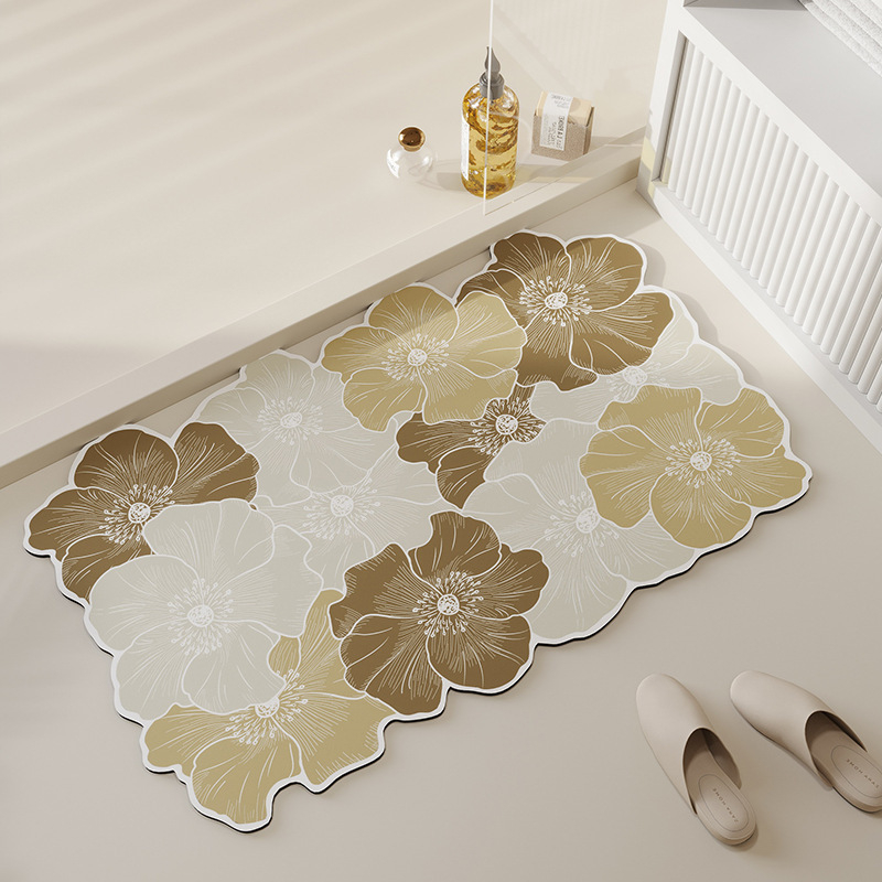 Podna prostirka od diatomita s cvjetnim uzorkom, digitalni tisak, periva, prilagodljiva