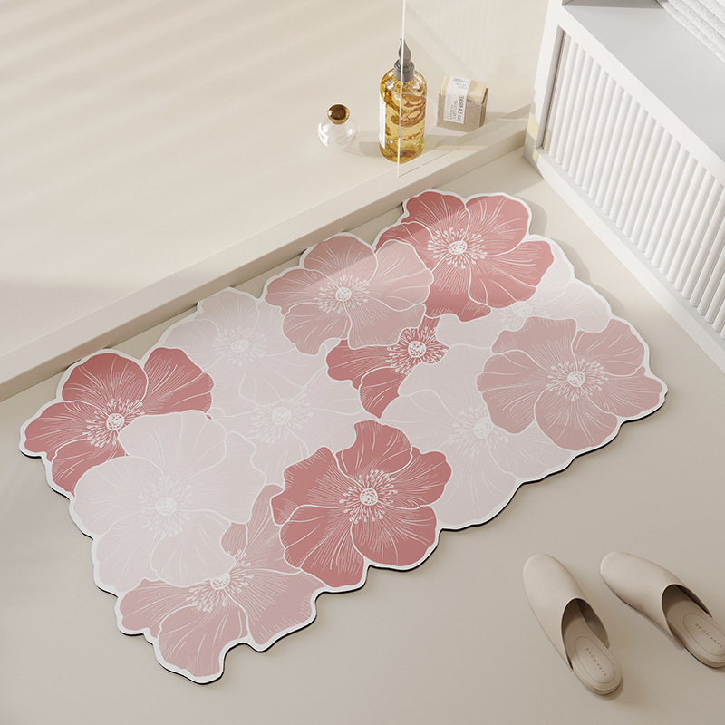 Podna prostirka od diatomita s cvjetnim uzorkom, digitalni tisak, periva, prilagodljiva