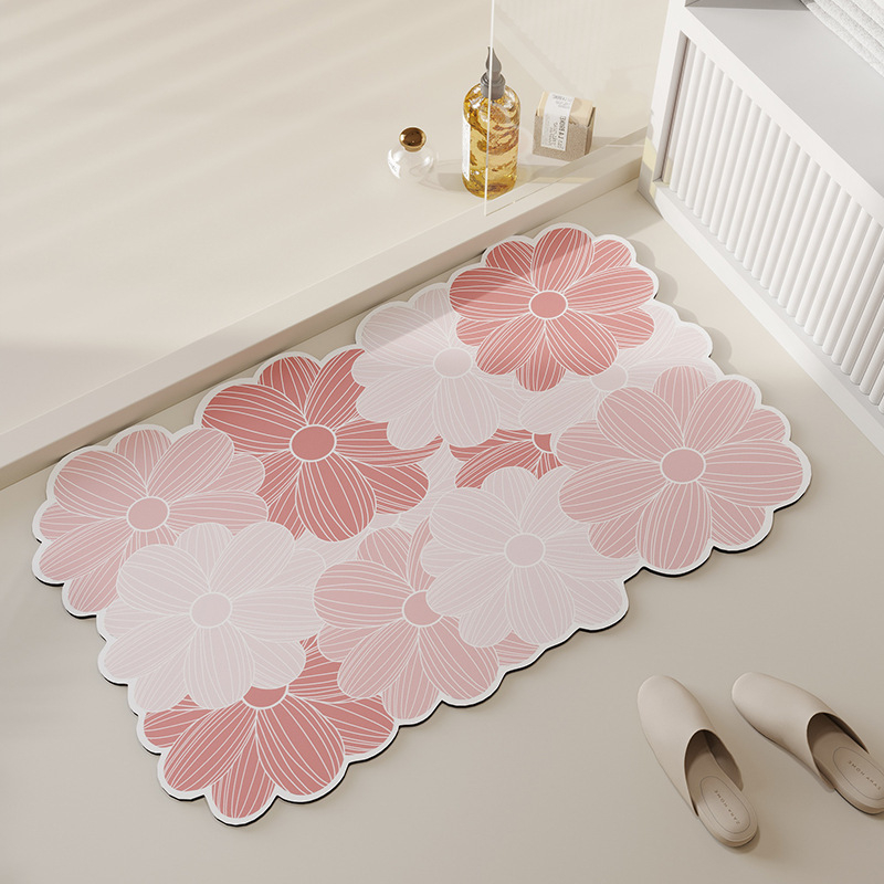 Podna prostirka od diatomita s cvjetnim uzorkom, digitalni tisak, periva, prilagodljiva