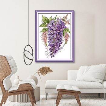 Set za križno šivanje s motivom biljaka i cvijeća na platnu 11CT od ekološke pamuke