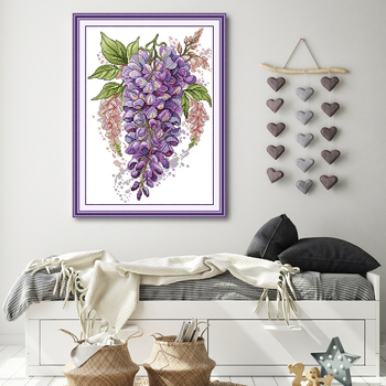 Set za križno šivanje s motivom biljaka i cvijeća na platnu 11CT od ekološke pamuke