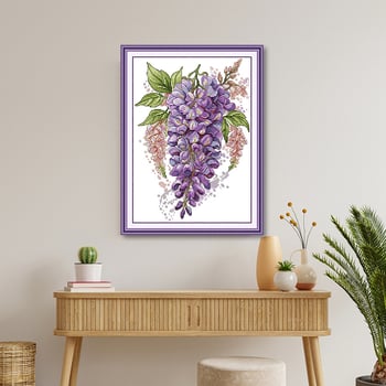 Set za križno šivanje s motivom biljaka i cvijeća na platnu 11CT od ekološke pamuke