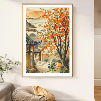 Set za križićno šivanje s platnom 11CT, pejzažni uzorak, stil chinoiserie, za dnevni boravak, spavaću sobu i radnu sobu