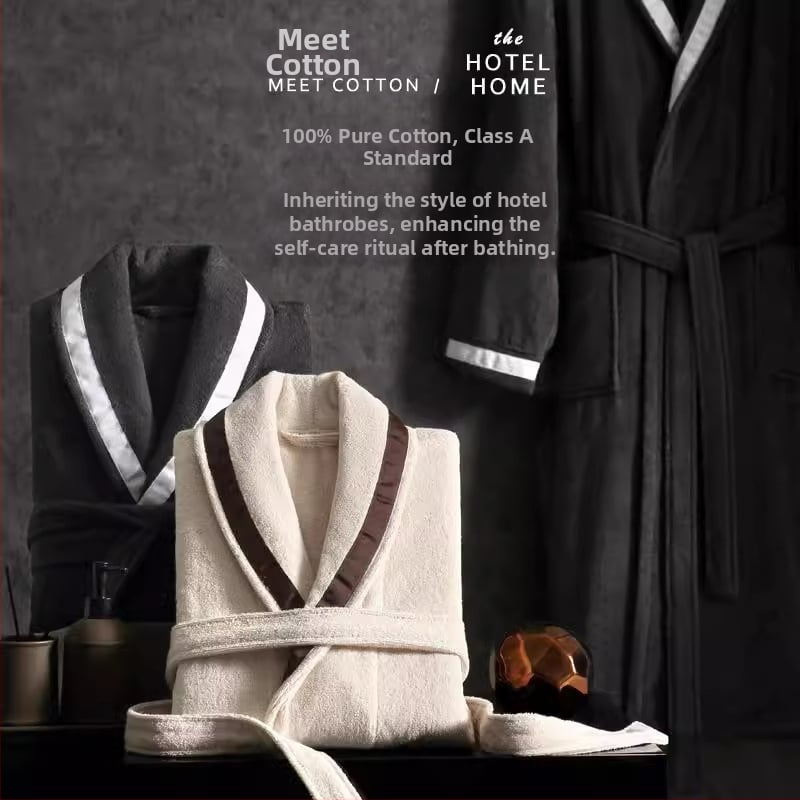 Халат за баня, унисекс, 100% памук, памучна материя, за пролет