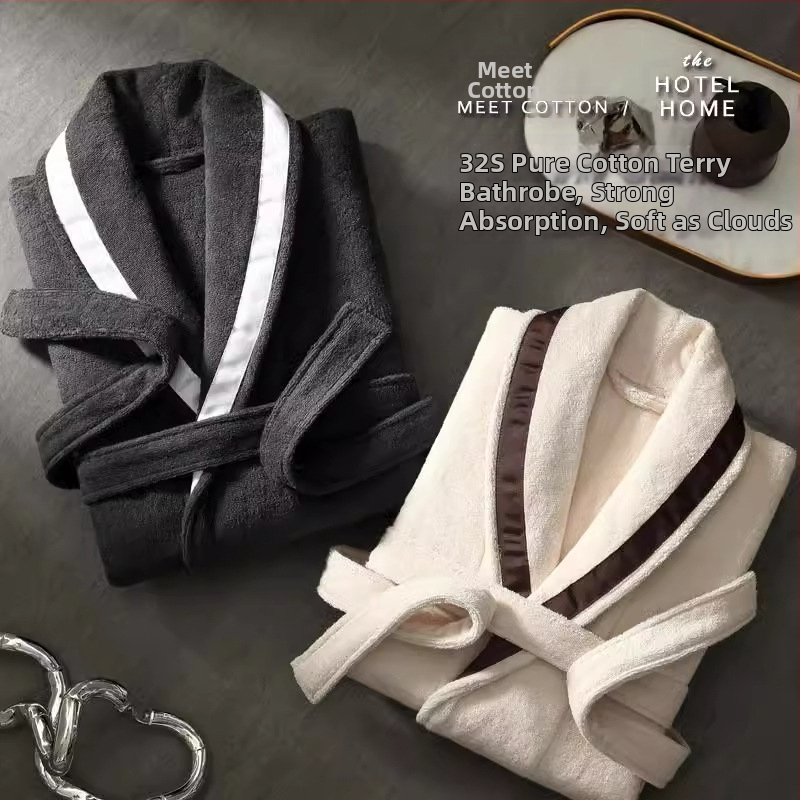 Župan na kúpanie z 100% bavlny, trieda A, unisex, pre všetky ročné obdobia, absorbujúci, pre dospelých