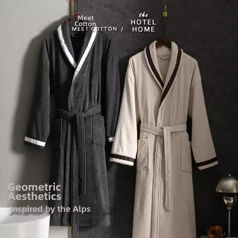 Župan na kúpanie z 100% bavlny, trieda A, unisex, pre všetky ročné obdobia, absorbujúci, pre dospelých
