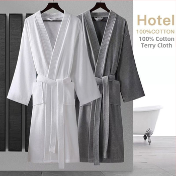 Унисекс халат за хотел от чист памук, тегло 1000 г, бързосъхнещ, с бродиран логотип