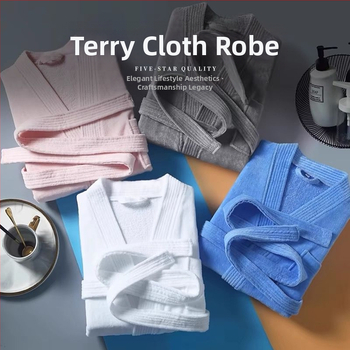 Унисекс халат за хотел от чист памук, тегло 1000 г, бързосъхнещ, с бродиран логотип