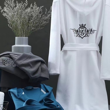 Дълъг унисекс памучен халат за баня, 1200 g, чесана прежда, спирална текстура, подходящ за хотел, СПА и домашна употреба