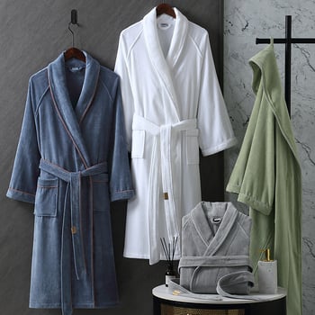 Халат за мъже - памук, 350 г/м², чесана прежда, нарязан велур