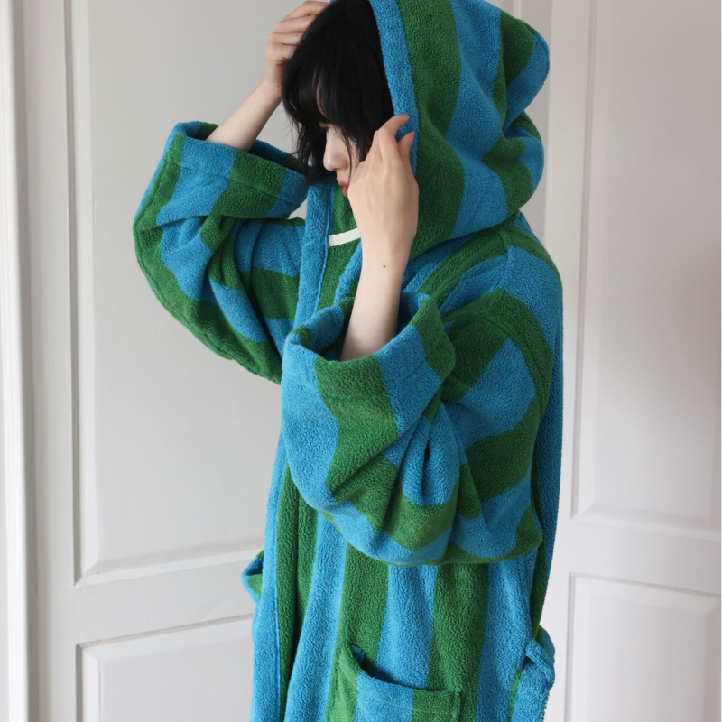 Халат за баня от дълговълнест памук, съдържащ 99% памук, унисекс, за възрастни, пролет