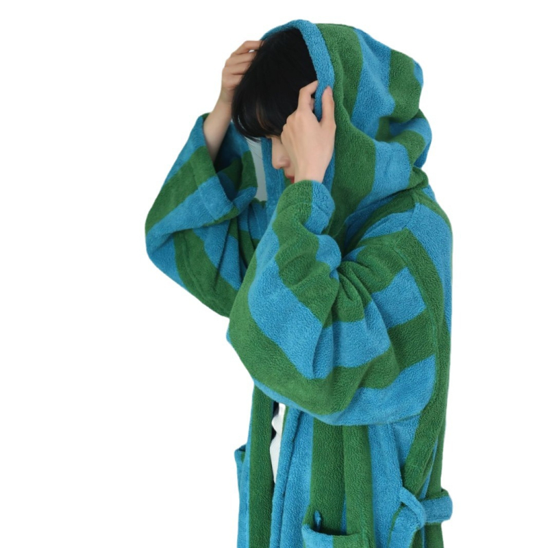 Халат за баня от дълговълнест памук, съдържащ 99% памук, унисекс, за възрастни, пролет