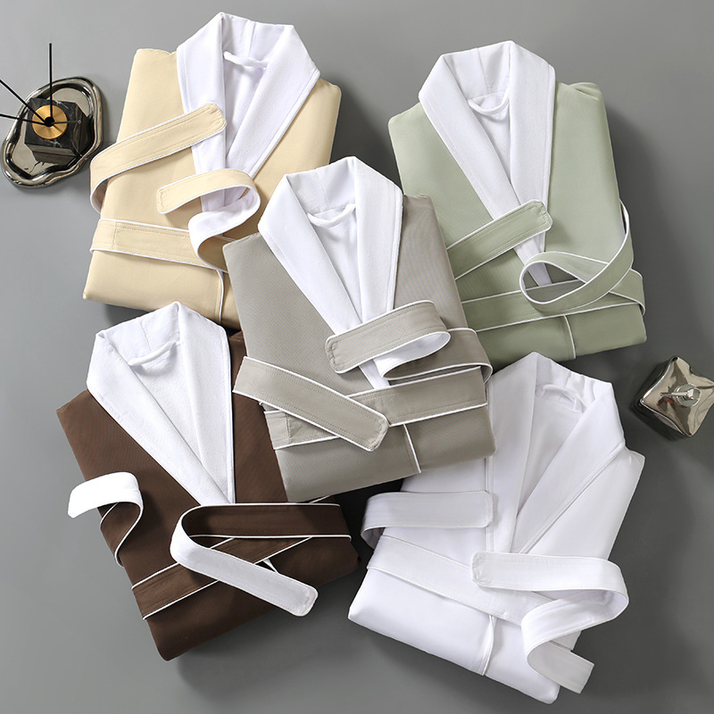 Халат за баня от габардин, 900 г, подгъване, унисекс, за хотел