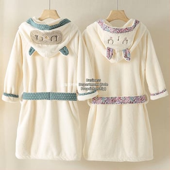 Детски халат за баня — основна материя: зайчева козина, памучна смес, пролетен сезон