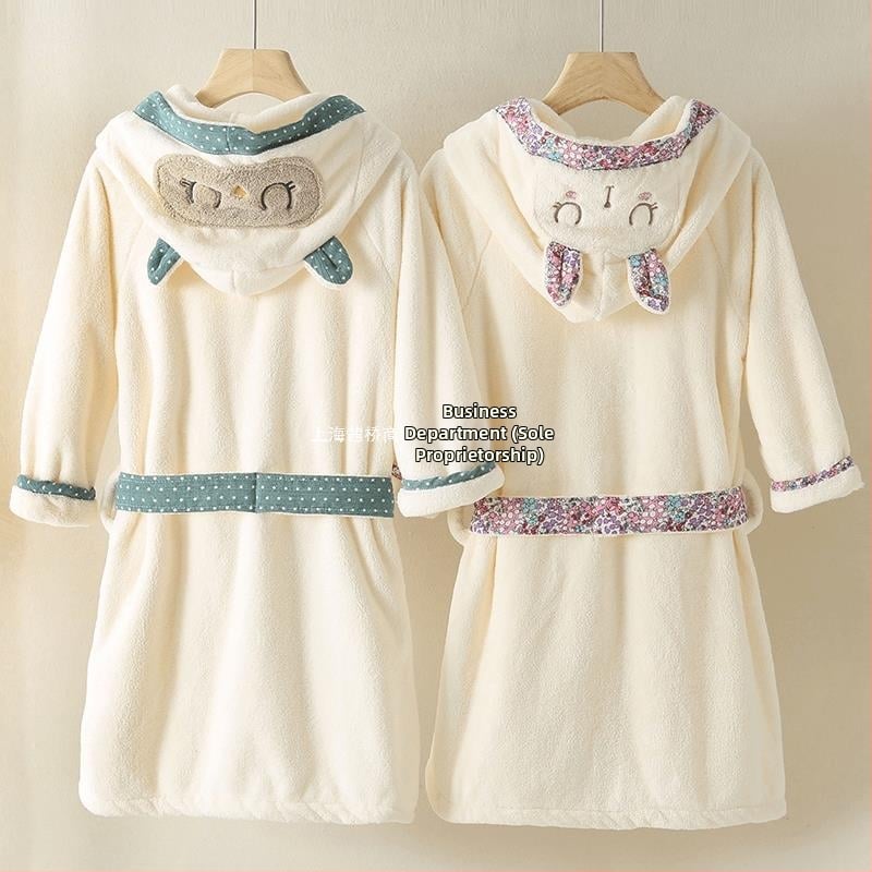 Детски халат за баня — основна материя: зайчева козина, памучна смес, пролетен сезон