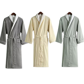 Хотелски памучен халат с бродерия, 1150 г, Ply прежда, подгъв, унисекс, персонализируема бродерия