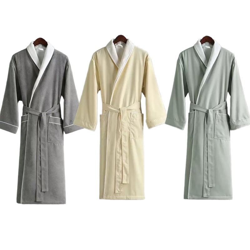 Хотелски памучен халат с бродерия, 1150 г, Ply прежда, подгъв, унисекс, персонализируема бродерия