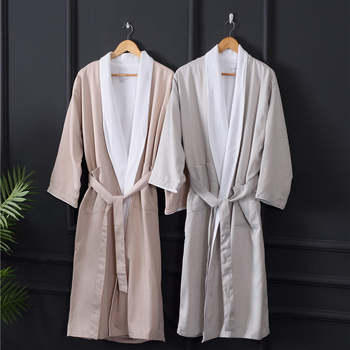 Хотелски халат от микрофибър, 1100G, обшиване, лого отпечатано