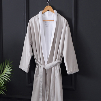 Хотелски халат от микрофибър, 1100G, обшиване, лого отпечатано