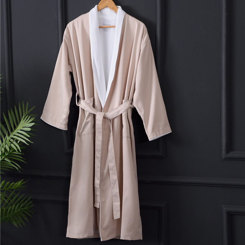 Хотелски халат от микрофибър, 1100G, обшиване, лого отпечатано