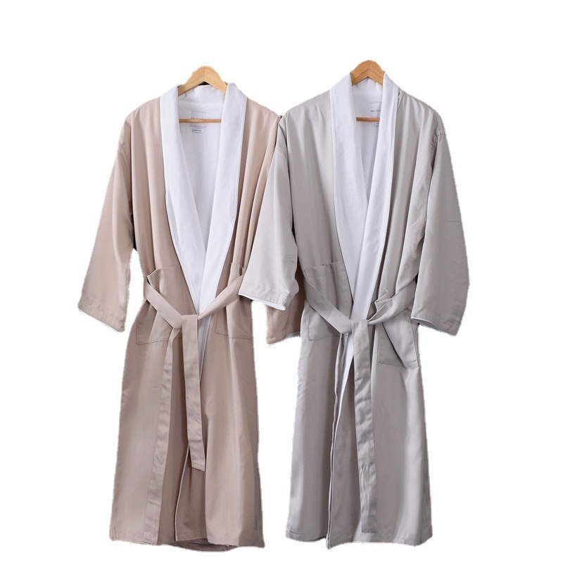 Хотелски халат от микрофибър, 1100G, обшиване, лого отпечатано