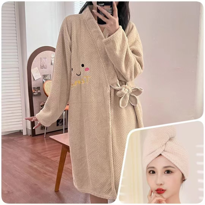 Халат за баня, велур, полиестерни влакна, тегло 300 г, зимен модел